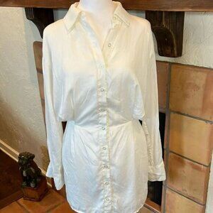 L’Academie Revolve White Button Down Shirt Dress, XS